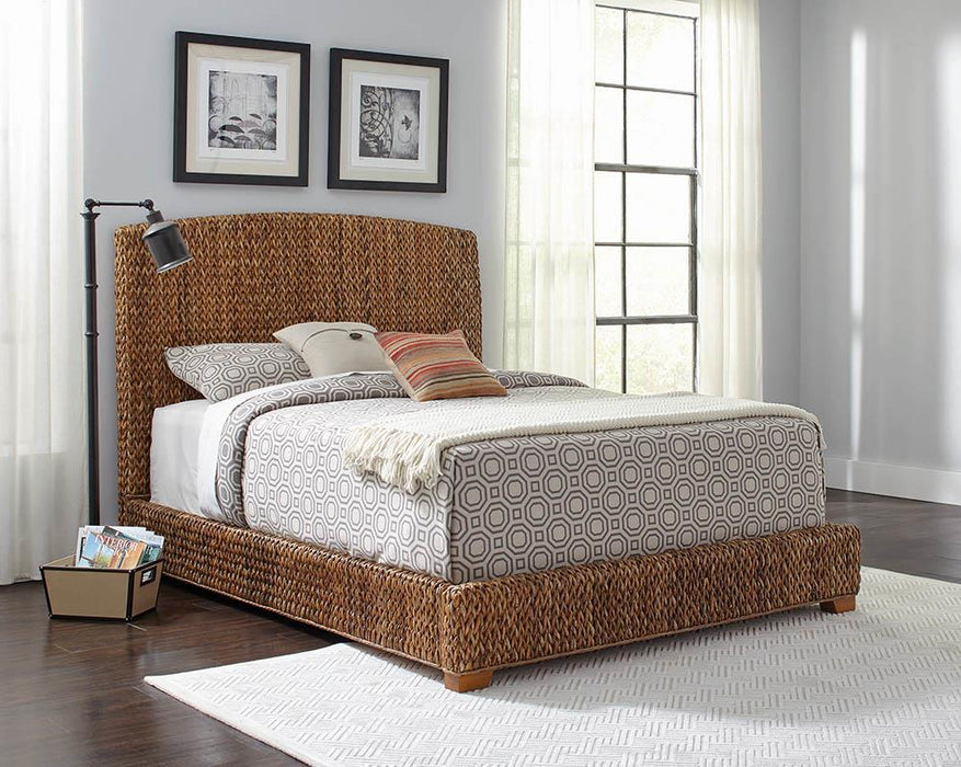 Laughton Hand-Woven Banana Leaf California King, E.King, & Queen Bed Amber - Furniture Land (Milwaukee, WI)