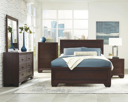 Kauffman California King, Eastren King, & Queen Panel Bed Dark Cocoa - Furniture Land (Milwaukee, WI)