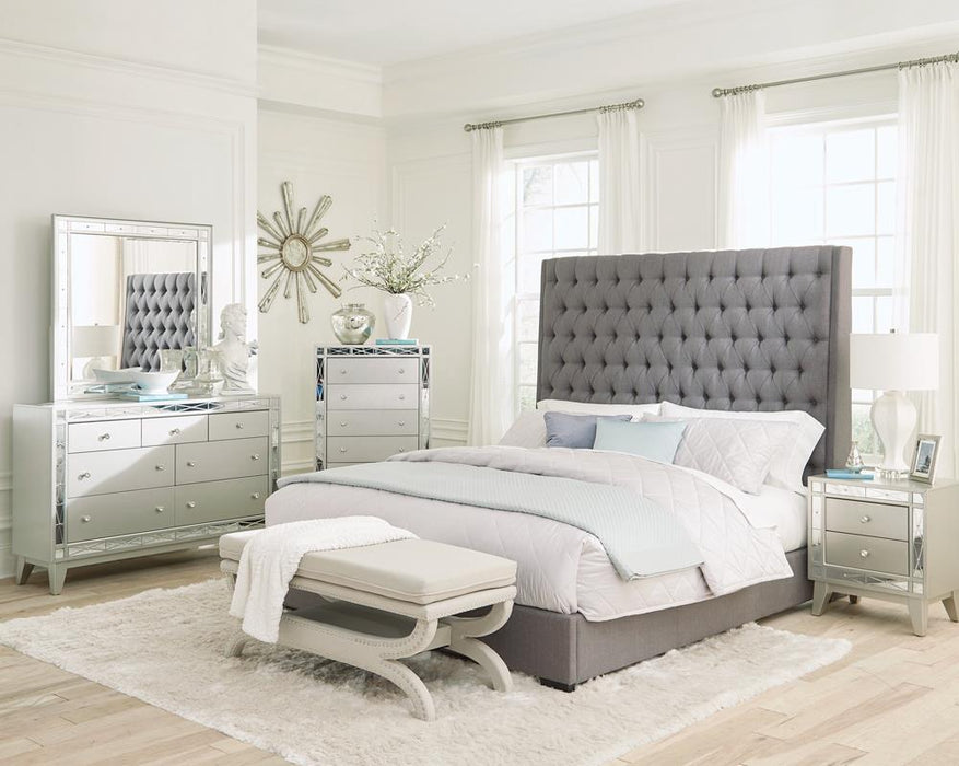 Camille Tall Tufted California King, E.King & Queen Bed Grey - Furniture Land (Milwaukee, WI)