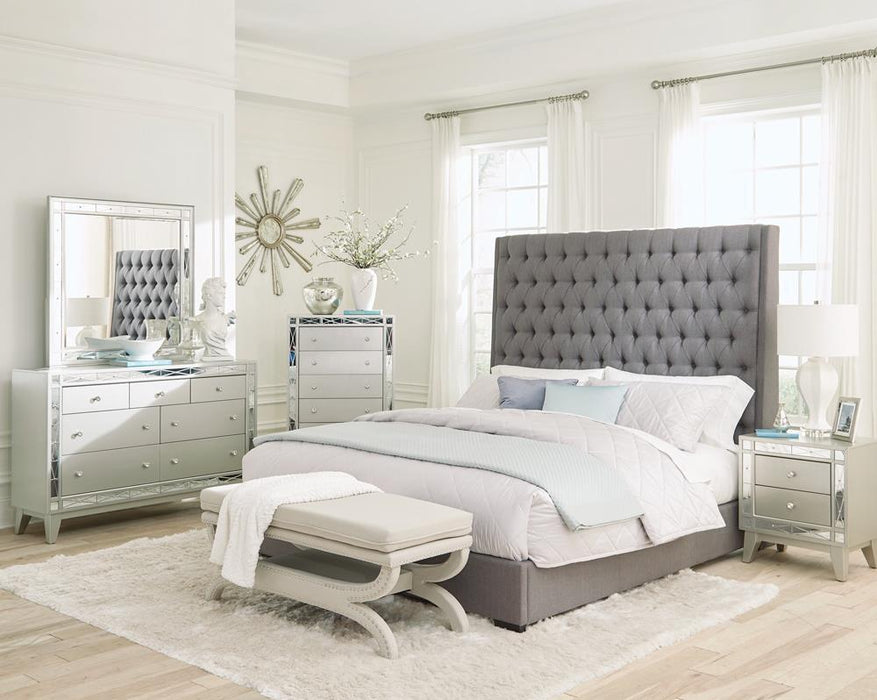 Camille Tall Tufted California King, E.King & Queen Bed Grey - Furniture Land (Milwaukee, WI)