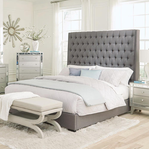 Camille Tall Tufted California King, E.King & Queen Bed Grey - Furniture Land (Milwaukee, WI)