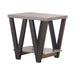 Stevens V-shaped End Table Black and Antique Grey - Furniture Land (Milwaukee, WI)