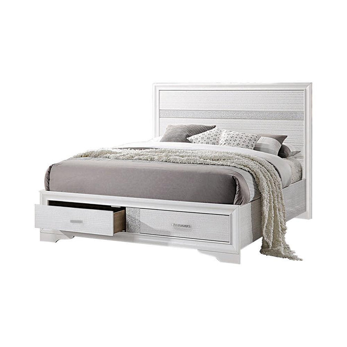 Miranda California King. E.King, & Queen 2-drawer Storage Bed Black & White - Furniture Land (Milwaukee, WI)