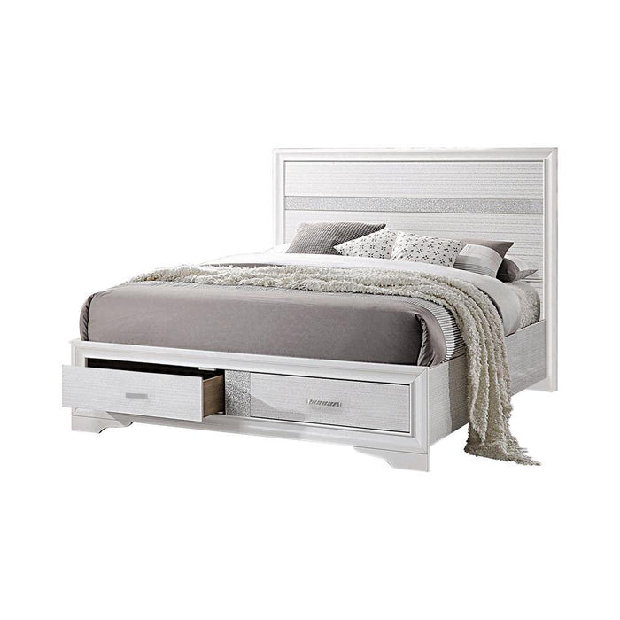 Miranda California King. E.King, & Queen 2-drawer Storage Bed Black & White - Furniture Land (Milwaukee, WI)