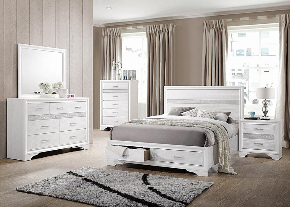 Miranda California King. E.King, & Queen 2-drawer Storage Bed Black & White - Furniture Land (Milwaukee, WI)