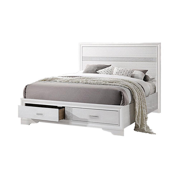 Miranda California King. E.King, & Queen 2-drawer Storage Bed Black & White - Furniture Land (Milwaukee, WI)
