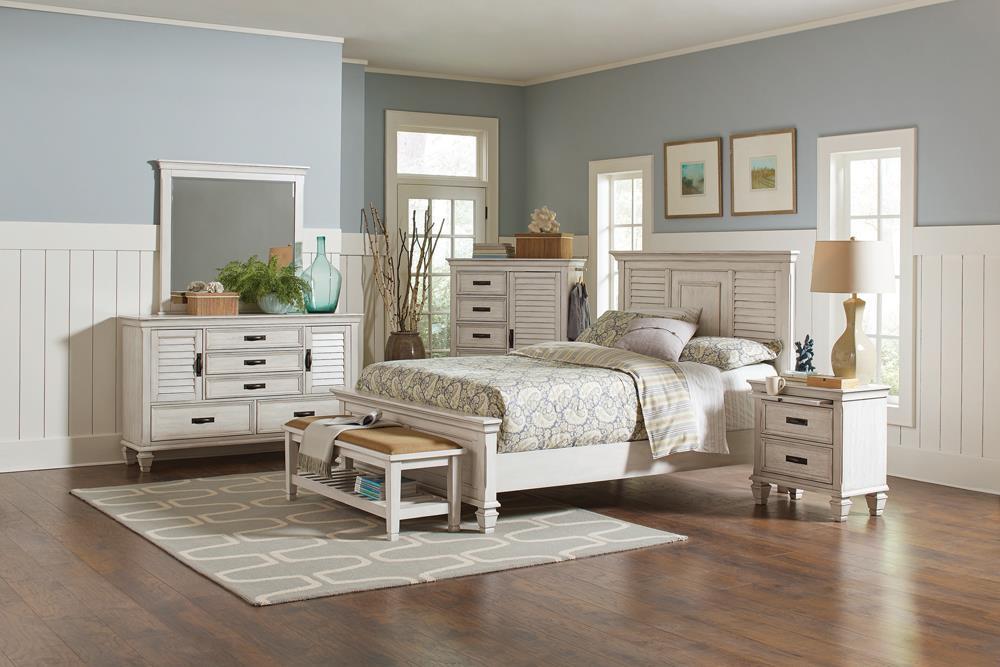 Franco Eastern King & Queen Panel Bed Antique White & Oak - Furniture Land (Milwaukee, WI)