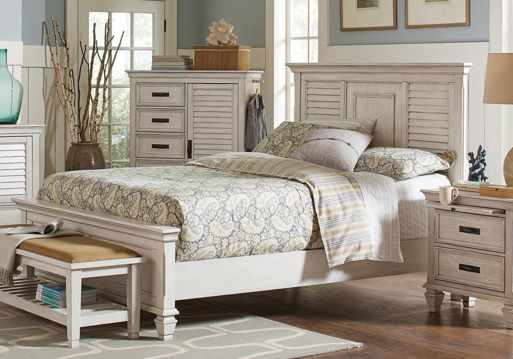 Franco Eastern King & Queen Panel Bed Antique White & Oak - Furniture Land (Milwaukee, WI)