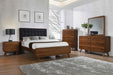 Robyn California King, E.King, & Queen Bed with Upholstered Headboard Dark Walnut - Furniture Land (Milwaukee, WI)