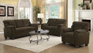 Clementine Upholstered Loveseat with Nailhead Trim Brown - Furniture Land (Milwaukee, WI)