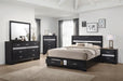 Miranda California King. E.King, & Queen 2-drawer Storage Bed Black & White - Furniture Land (Milwaukee, WI)