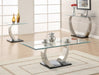 Pruitt Glass Top End Table Clear and Satin - Furniture Land (Milwaukee, WI)