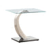 Pruitt Glass Top End Table Clear and Satin - Furniture Land (Milwaukee, WI)