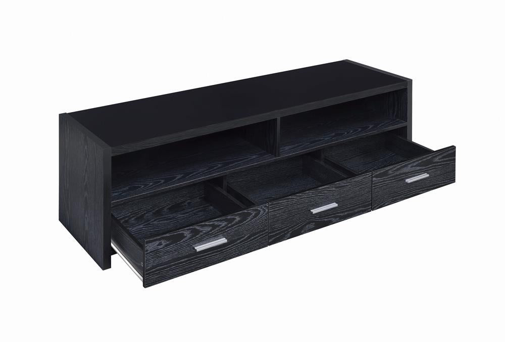 Alton 62" 3-drawer TV Console Black Oak - Furniture Land (Milwaukee, WI)