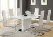 Anges T-shaped Pedestal Dining Table Glossy White - Furniture Land (Milwaukee, WI)