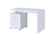 Irving 2-drawer Office Desk with Cabinet White - Furniture Land (Milwaukee, WI)