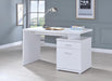 Irving 2-drawer Office Desk with Cabinet White - Furniture Land (Milwaukee, WI)