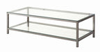 Trini Coffee Table with Glass Shelf Black Nickel - Furniture Land (Milwaukee, WI)