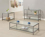 Trini Coffee Table with Glass Shelf Black Nickel - Furniture Land (Milwaukee, WI)