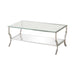 Saide Rectangular Coffee Table with Mirrored Shelf Chrome - Furniture Land (Milwaukee, WI)
