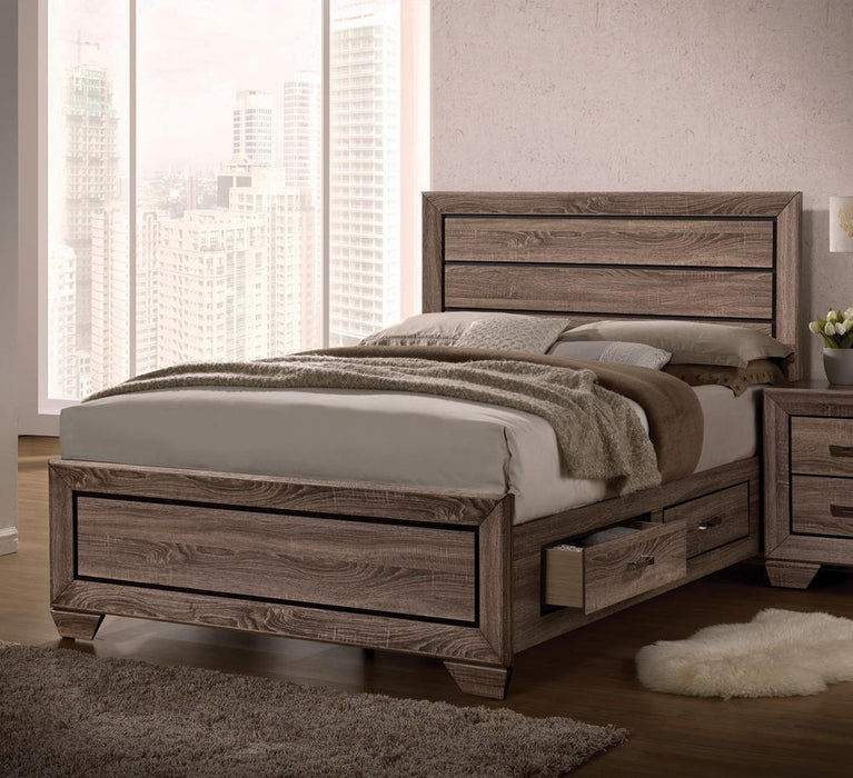 Kauffman California King, E.king, & Queen Panel Bed Washed Taupe - Furniture Land (Milwaukee, WI)