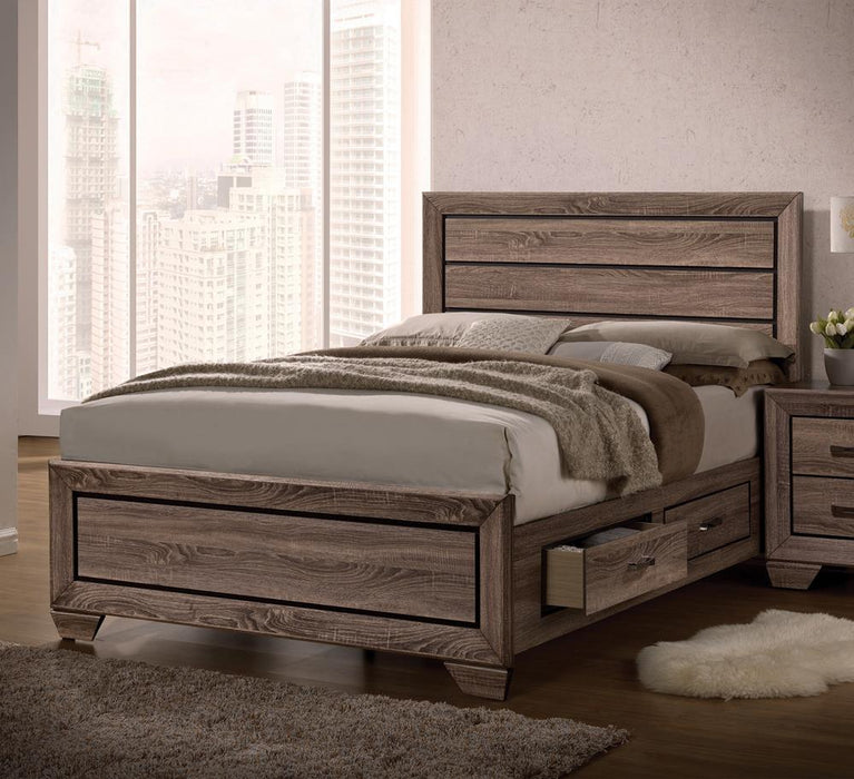 Kauffman California King, E.king, & Queen Panel Bed Washed Taupe - Furniture Land (Milwaukee, WI)