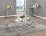 Lille Glass Top Rectangular Coffee Table Accents Chrome - Furniture Land (Milwaukee, WI)