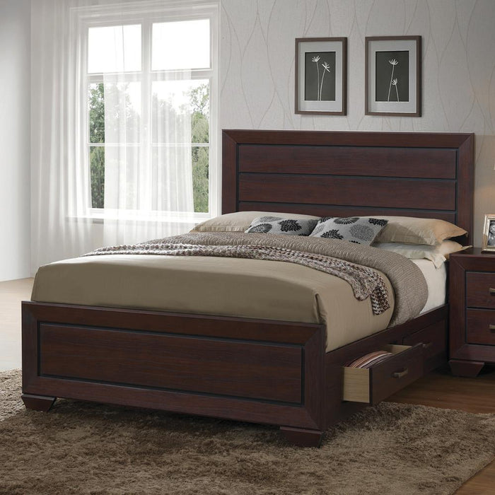 Kauffman California King, Eastren King, & Queen Panel Bed Dark Cocoa - Furniture Land (Milwaukee, WI)