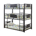 Rogen Twin Triple Bunk Bed Dark Bronze - Furniture Land (Milwaukee, WI)