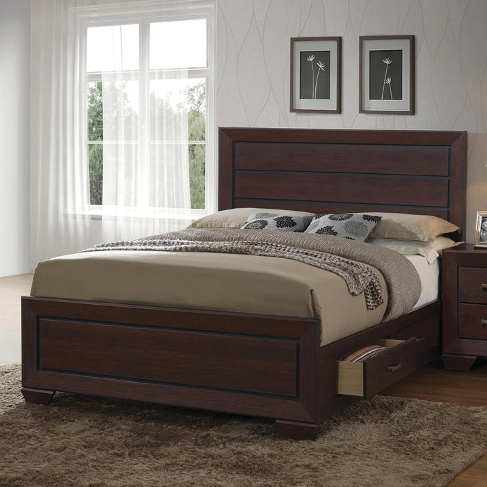 Kauffman California King, Eastren King, & Queen Panel Bed Dark Cocoa - Furniture Land (Milwaukee, WI)