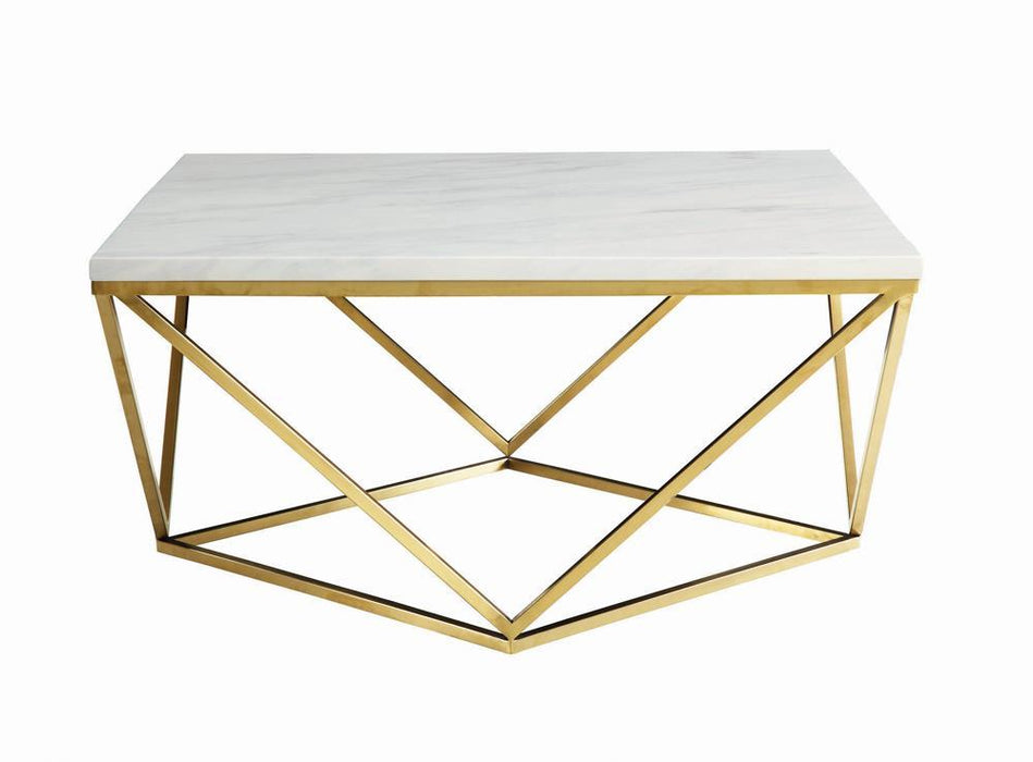 Elana Rectangle 2-shelf Coffee Table Glossy White - Furniture Land (Milwaukee, WI)