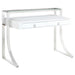 Gemma 2-drawer Writing Desk Glossy White and Chrome - Furniture Land (Milwaukee, WI)