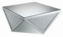 Amore Square Coffee Table with Triangle Detailing Silver and Clear Mirror - Furniture Land (Milwaukee, WI)