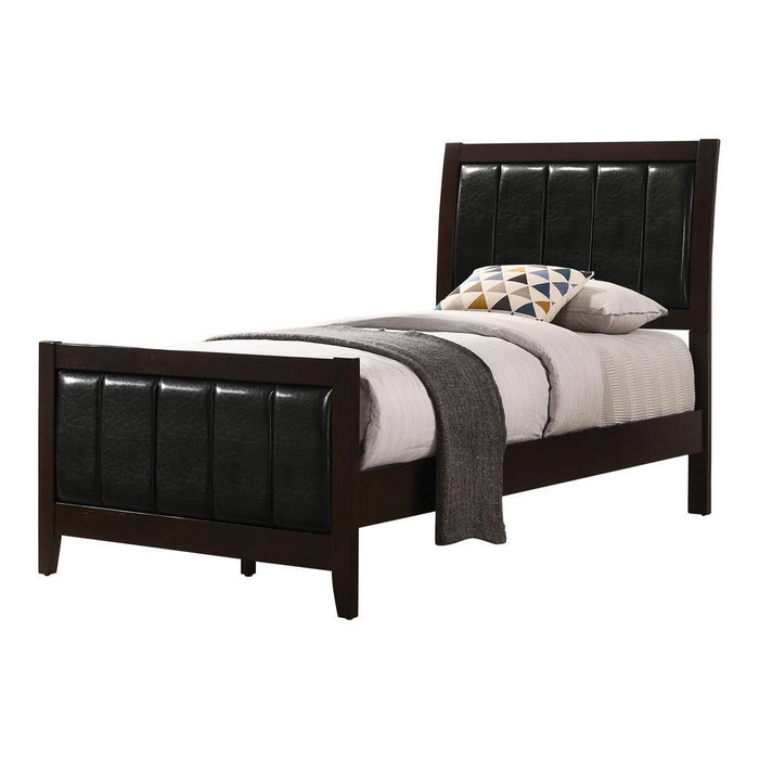 Carlton Full & Twin Upholstered Panel Bed Cappuccino and Black - Furniture Land (Milwaukee, WI)