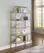 Serena 5-tier Tempered Glass Shelves Bookcase Matte Gold - Furniture Land (Milwaukee, WI)
