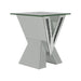 Taffeta V-shaped End Table with Glass Top Silver - Furniture Land (Milwaukee, WI)