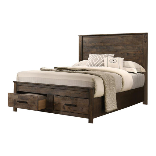 Woodmont Eastern King & Queen Storage Bed Rustic Golden Brown - Furniture Land (Milwaukee, WI)