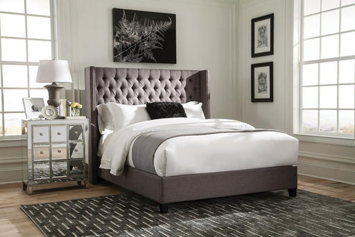Bancroft Demi-wing Upholstered California King, E.King, Queen & Full Bed Grey - Furniture Land (Milwaukee, WI)