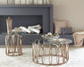 Monett Round End Table Chocolate Chrome and Clear - Furniture Land (Milwaukee, WI)
