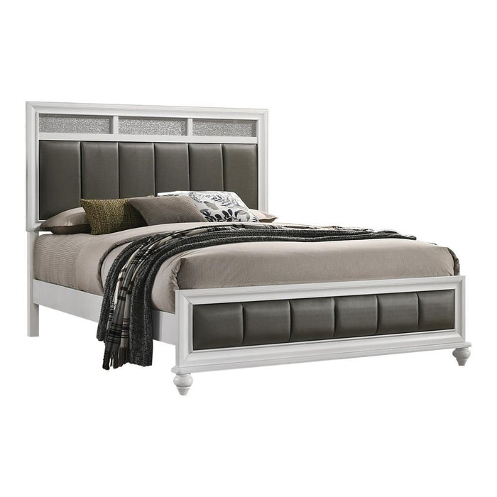 Barzini California King, E.King, & Queen Upholstered Panel Bed White - Furniture Land (Milwaukee, WI)