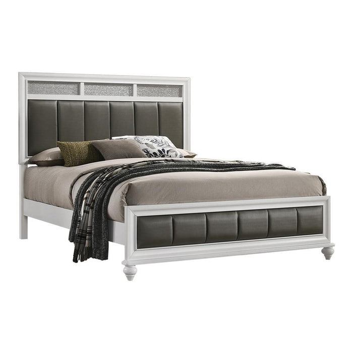 Barzini California King, E.King, & Queen Upholstered Panel Bed White - Furniture Land (Milwaukee, WI)