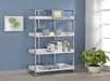 Ember 4-shelf Bookcase White High Gloss and Chrome - Furniture Land (Milwaukee, WI)