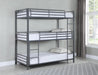 Maynard Metal Triple Twin Bunk Bed Gunmetal - Furniture Land (Milwaukee, WI)