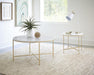 Ellison Round X-cross Coffee Table White and Gold - Furniture Land (Milwaukee, WI)