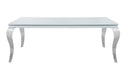 Carone Rectangular Glass Top Dining Table White and Chrome - Furniture Land (Milwaukee, WI)