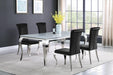 Carone Rectangular Glass Top Dining Table White and Chrome - Furniture Land (Milwaukee, WI)