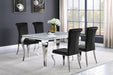 Carone Rectangular Glass Top Dining Table White and Chrome - Furniture Land (Milwaukee, WI)
