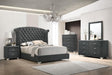 Melody California King, Eastren King, Queen Wingback Upholstered Bed Pacific Blue & Grey - Furniture Land (Milwaukee, WI)