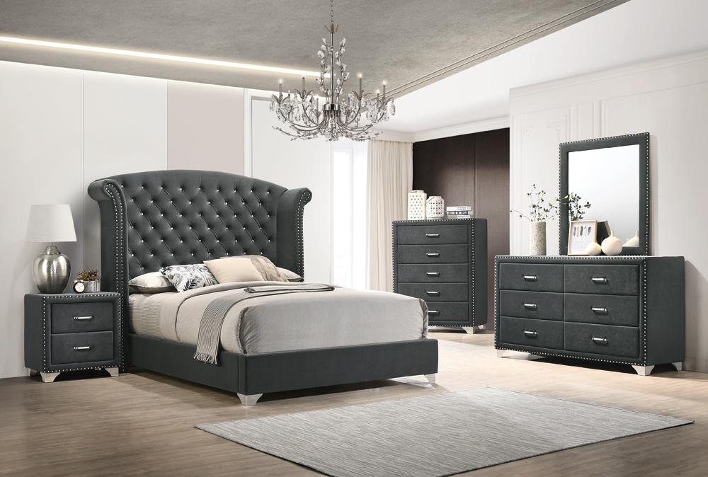 Melody 6-drawer Upholstered Dresser Grey - Furniture Land (Milwaukee, WI)