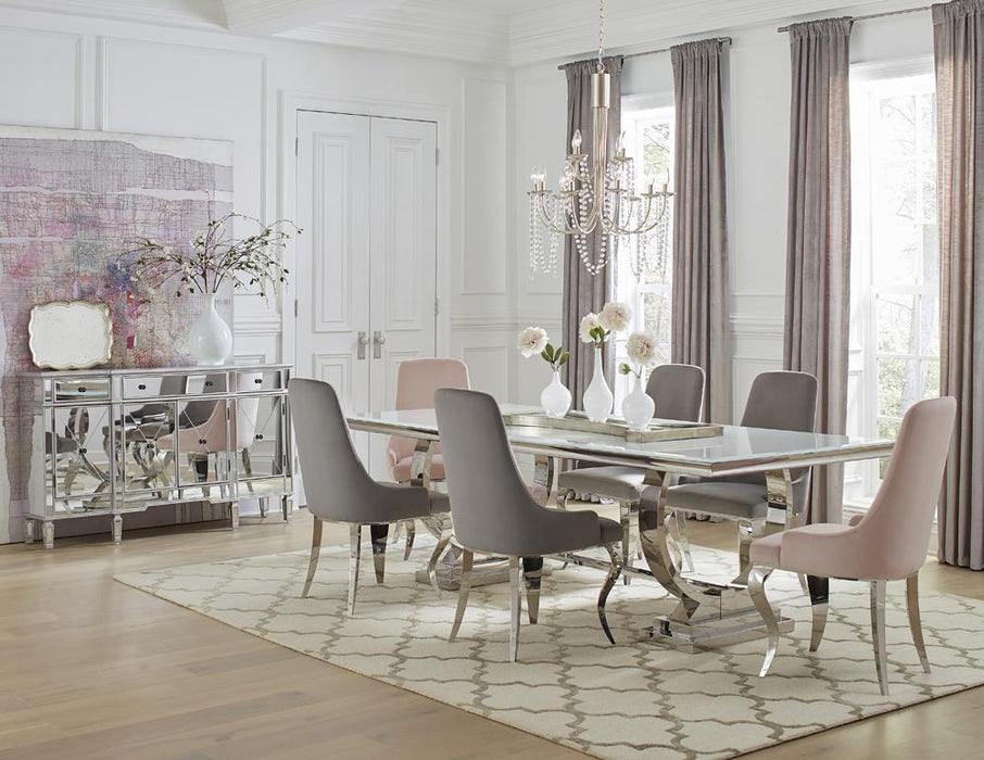 Antoine Upholstered Demi Arm Dining Side Chairs (Set of 2) - Furniture Land (Milwaukee, WI)